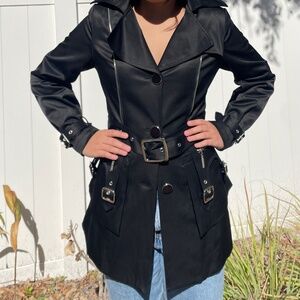 Rufuete Black Italian Belted Coat